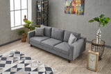 3-seater Sofa Kale linen fabric grey - comfortable cushions 