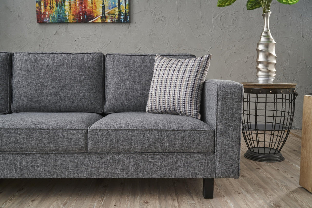 3-seater Sofa Kale linen fabric grey - comfortable cushions 