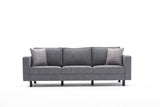 3-seater Sofa Kale linen fabric grey - comfortable cushions 