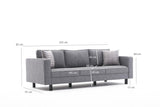 3-seater Sofa Kale linen fabric grey - comfortable cushions 