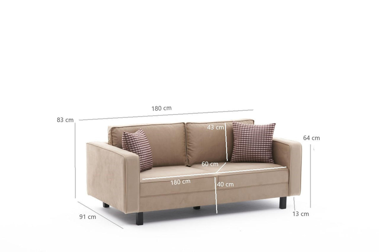 2-seater Sofa Bare Velvet Cream 