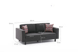 2-seater Sofa Bare Fabric Anthracite 