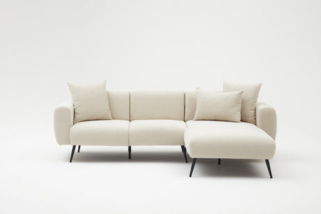 Corner sofa cream fabric - High slim legs - solid interior - 252 x 155 cm - Side