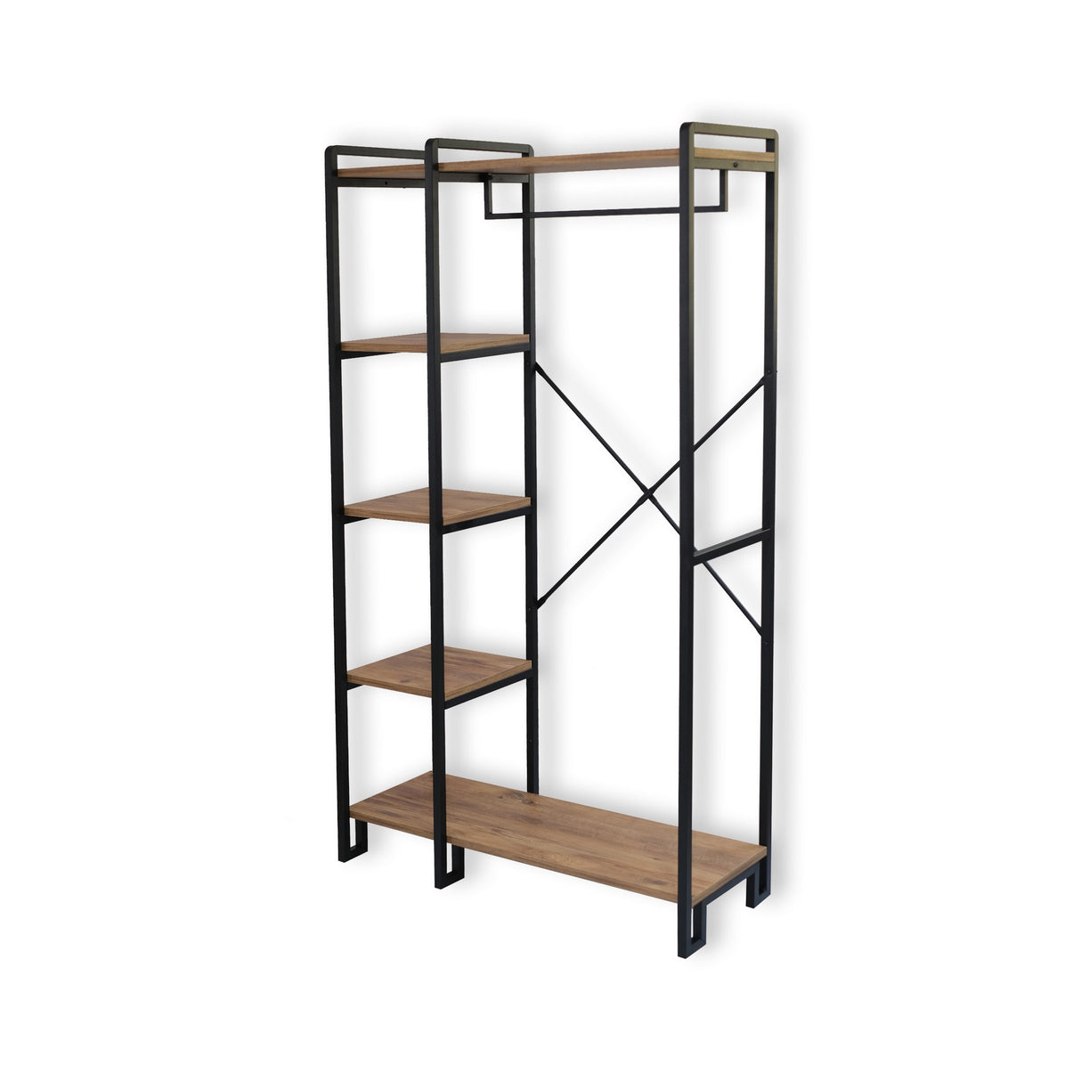 Wardrobe Furniture Coat Rack Rox Natural - With Shelves 