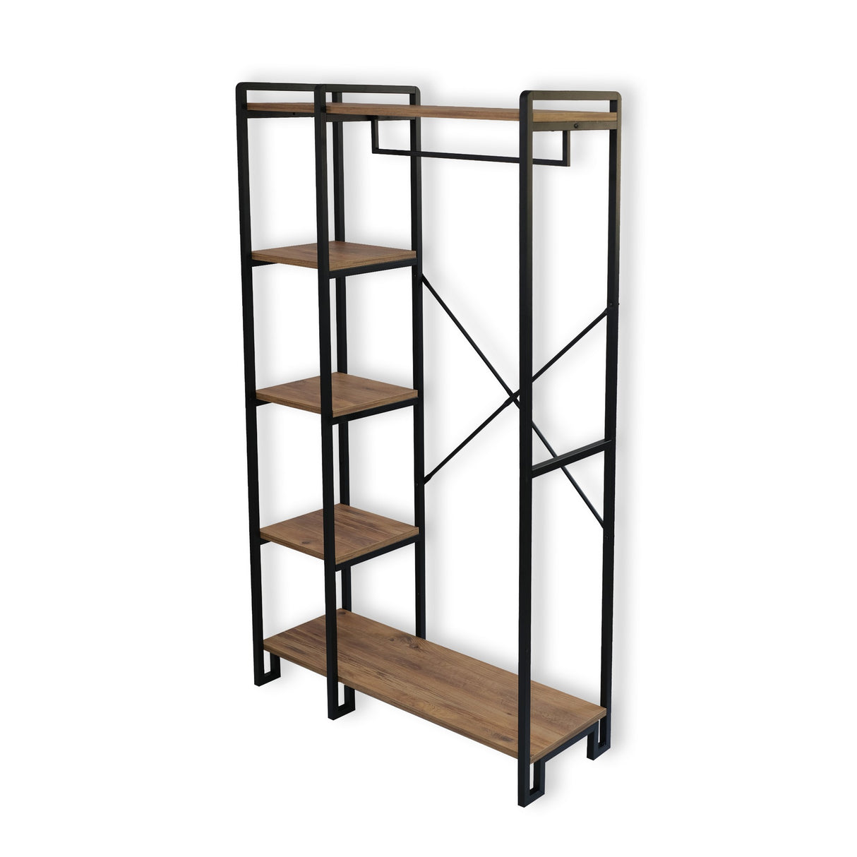 Wardrobe Furniture Coat Rack Rox Natural - With Shelves 