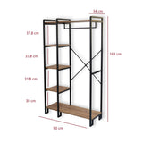 Wardrobe Furniture Coat Rack Rox Natural - With Shelves 