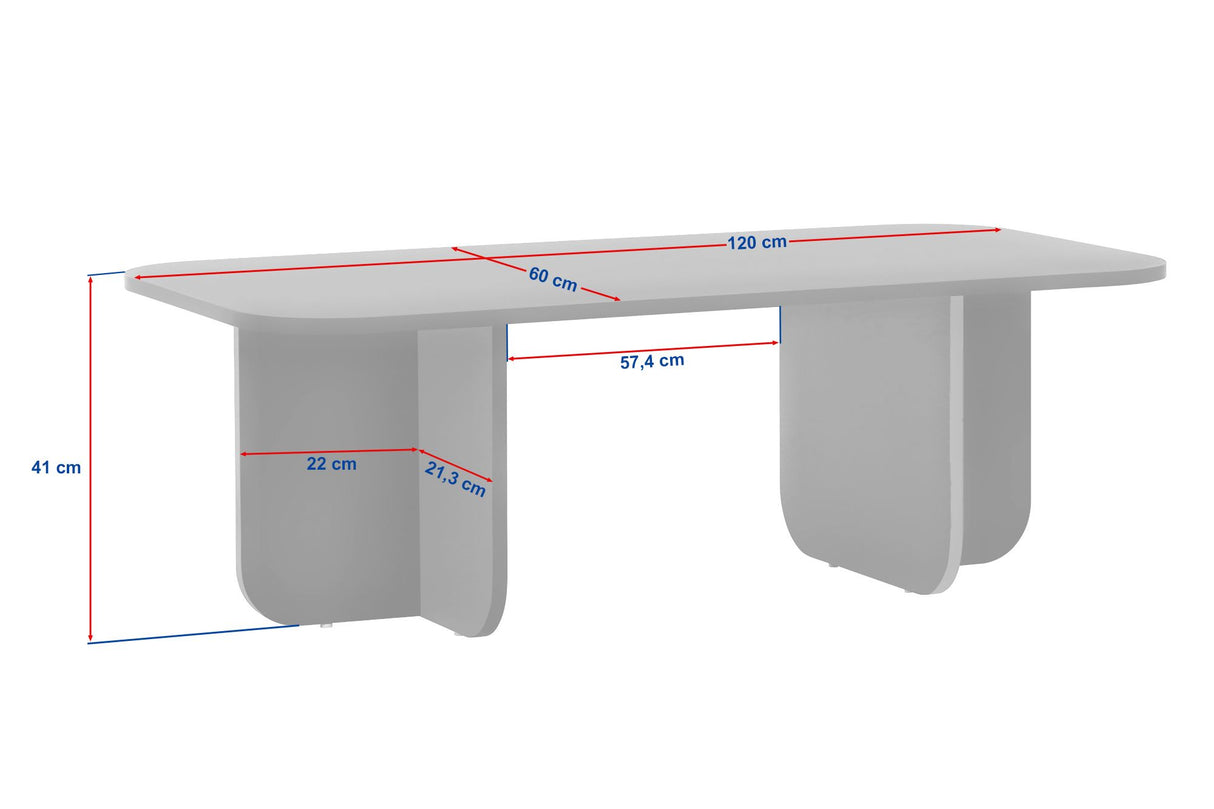 Akira coffee table travertine 120 cm Melamine-coated wood composite