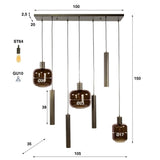 Hanglampen - Hanglamp Dax 7 - lichts brons 105 cm - Dimehouse