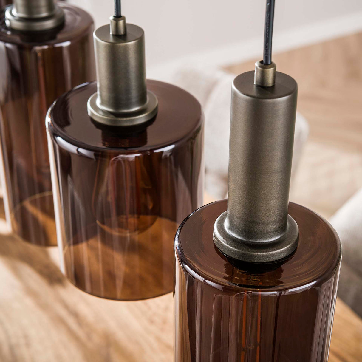 Industrial hanging lamp 6-lights Sienna brown 118 cm 