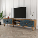 TV furniture class walnut chalcedone melamine 180x44x35 cm