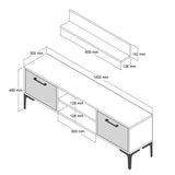 TV Meubels - TV Meubel Set Riga Walnoot Antraciet Melamine 140x48x30 cm - Dimehouse