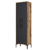 Wandkasten - Wandkast Walnoot Antraciet Melamine 200x60x35 cm - Berlin - Dimehouse
