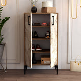 Schoenenkasten - Schoenenkast Prag Walnoot Wit Marmer Melamine 60x111x35 cm - Dimehouse