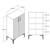 Schoenenkasten - Schoenenkast Prag Walnoot Wit Marmer Melamine 60x111x35 cm - Dimehouse