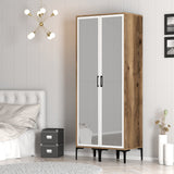 Wardrobe Kumsal RR Walnut White Melamine 80x47.5x201.4 cm