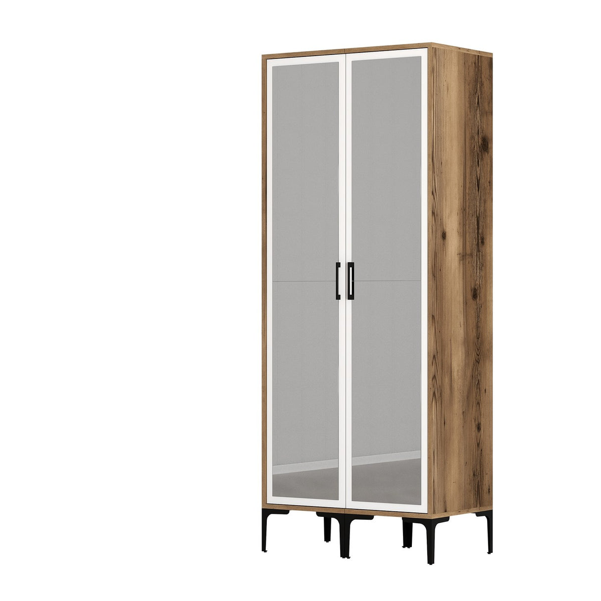 Wardrobe Kumsal RR Walnut White Melamine 80x47.5x201.4 cm