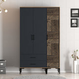 Wardrobe Kumual PT Walnut Anthracite Melamine 120x47.5x201.4 cm