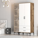Wardrobe Kumual PT Walnut White Melamine 120x47.5x201.4 cm
