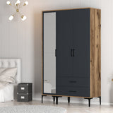 Wardrobe Kumual RT Walnut Anthracite Melamine 120x47.5x201.4 cm