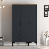 Wardrobe Kumual St Walnut Anthracite Melamine 120x47.5x201.4 cm