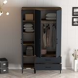 Wardrobe Kumual St Walnut Anthracite Melamine 120x47.5x201.4 cm