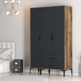 Wardrobe Kumual St Walnut Anthracite Melamine 120x47.5x201.4 cm