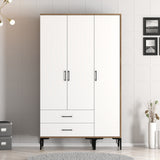 Wardrobe Kumual St Walnut White Melamine 120x47.5x201.4 cm