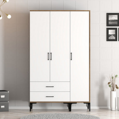 Wardrobe Kumual St Walnut White Melamine 120x47.5x201.4 cm