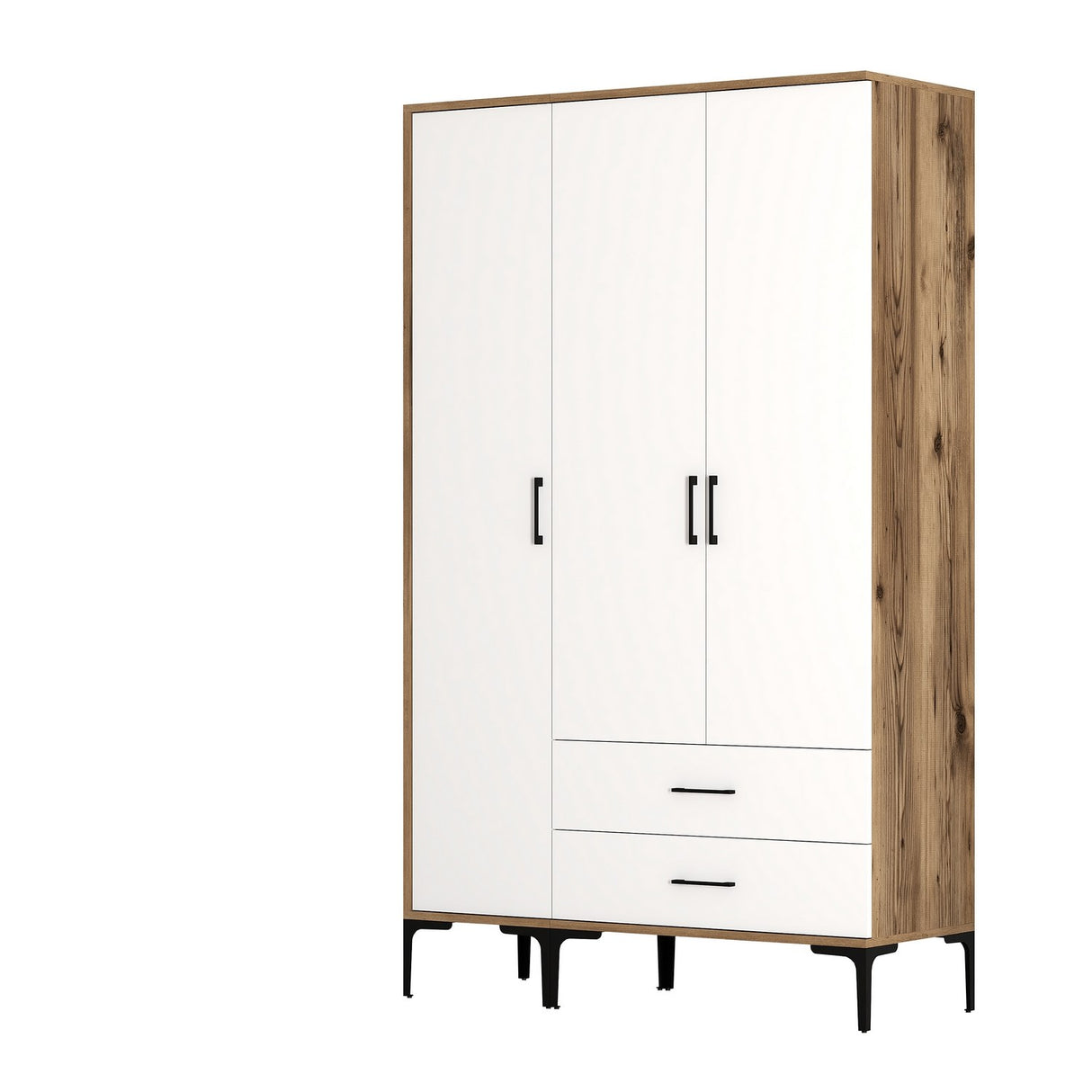 Wardrobe Kumual St Walnut White Melamine 120x47.5x201.4 cm