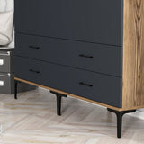 Wardrobe Kumsal TT Walnut Anthracite Melamine 160x47.5x201.4 cm