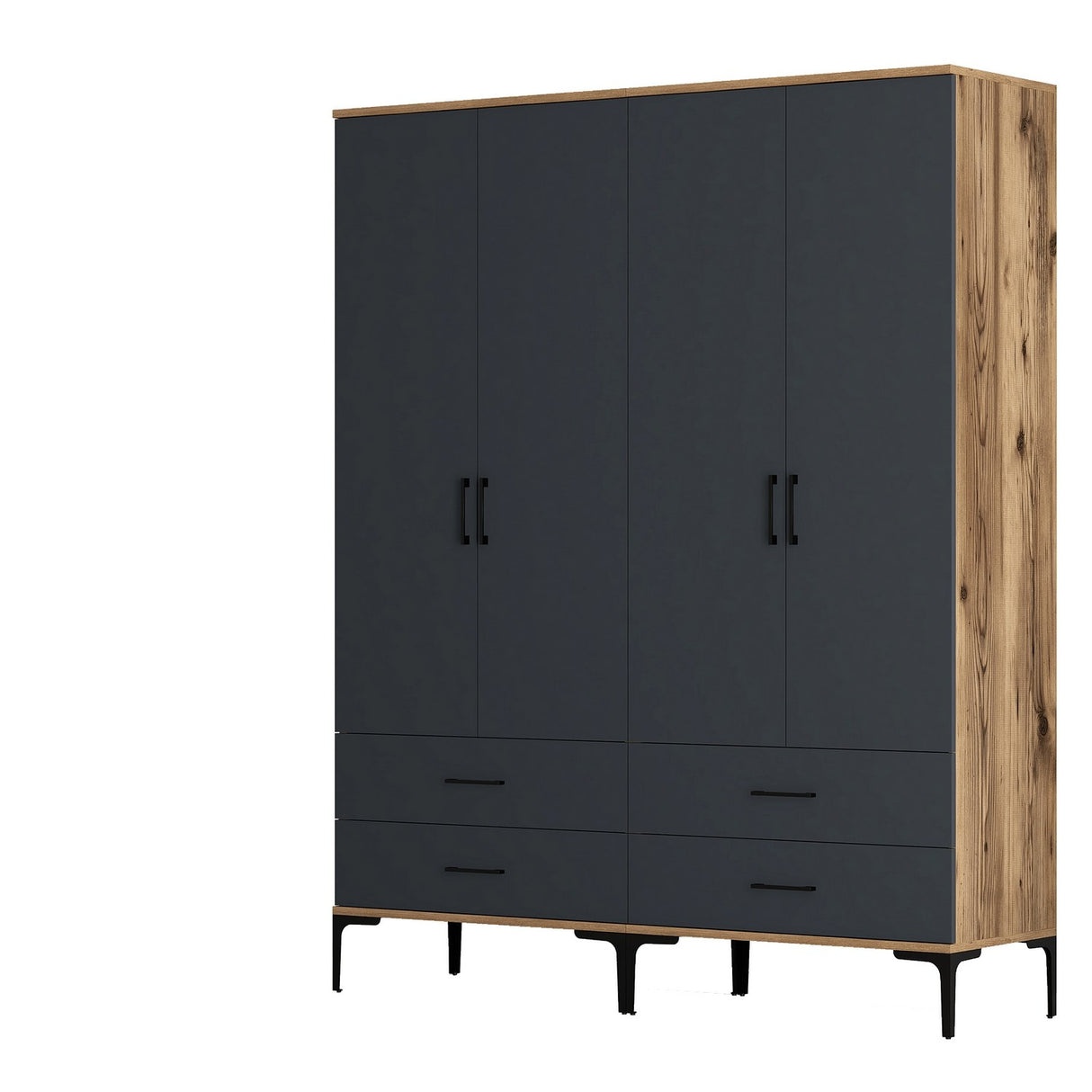 Wardrobe Kumsal TT Walnut Anthracite Melamine 160x47.5x201.4 cm