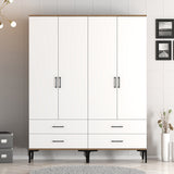 Wardrobe Kumsal TT Walnut White Melamine 160x47.5x201.4 cm