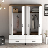 Wardrobe Kumsal TT Walnut White Melamine 160x47.5x201.4 cm