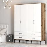 Wardrobe Kumsal TT Walnut White Melamine 160x47.5x201.4 cm