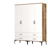 Wardrobe Kumsal TT Walnut White Melamine 160x47.5x201.4 cm