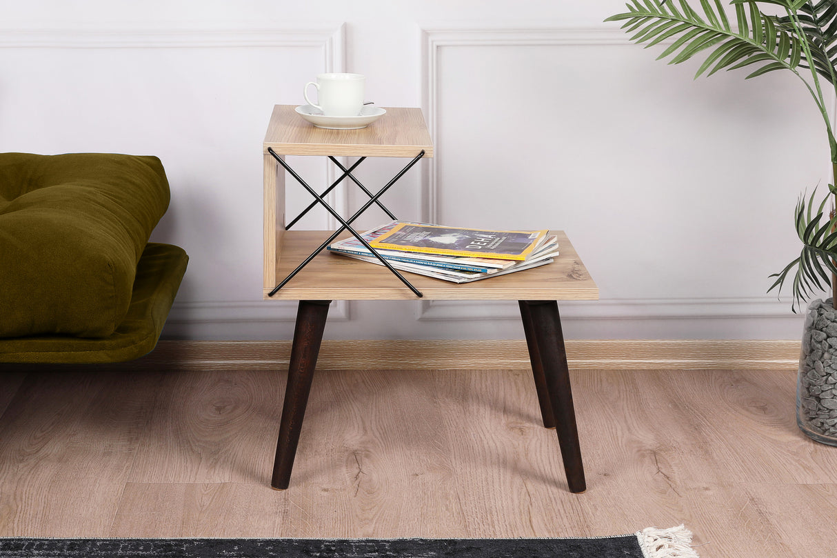Bedside table cross oak melamine 50x55x40 cm