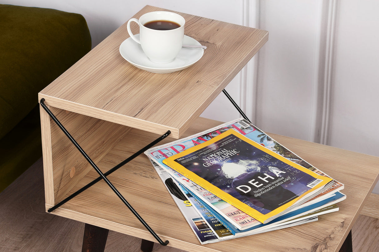 Bedside table cross oak melamine 50x55x40 cm