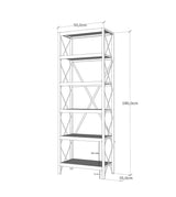 Bookcase Suadiye Atlantic Pine Black Melamine 50x180x30 cm