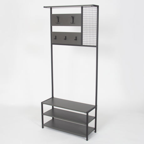 Wardrobe Furniture Coat Rack Anthracite Melamine Novad - With Shelves 