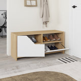 Schoenenkasten - Schoenenkast Nexus Eik Wit Melamine 105x47x37 cm - Dimehouse