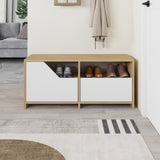 Schoenenkasten - Schoenenkast Nexus Eik Wit Melamine 105x47x37 cm - Dimehouse