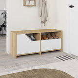 Schoenenkasten - Schoenenkast Nexus Eik Wit Melamine 105x47x37 cm - Dimehouse