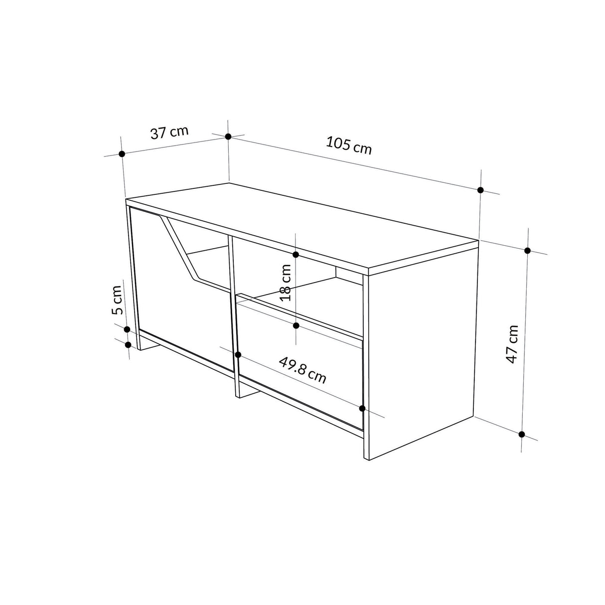 Schoenenkasten - Schoenenkast Nexus Grijs Wit Melamine 105x47x37 cm - Dimehouse