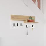 Coat rack 5-Hook White, Oak Melamine - 65 cm 
