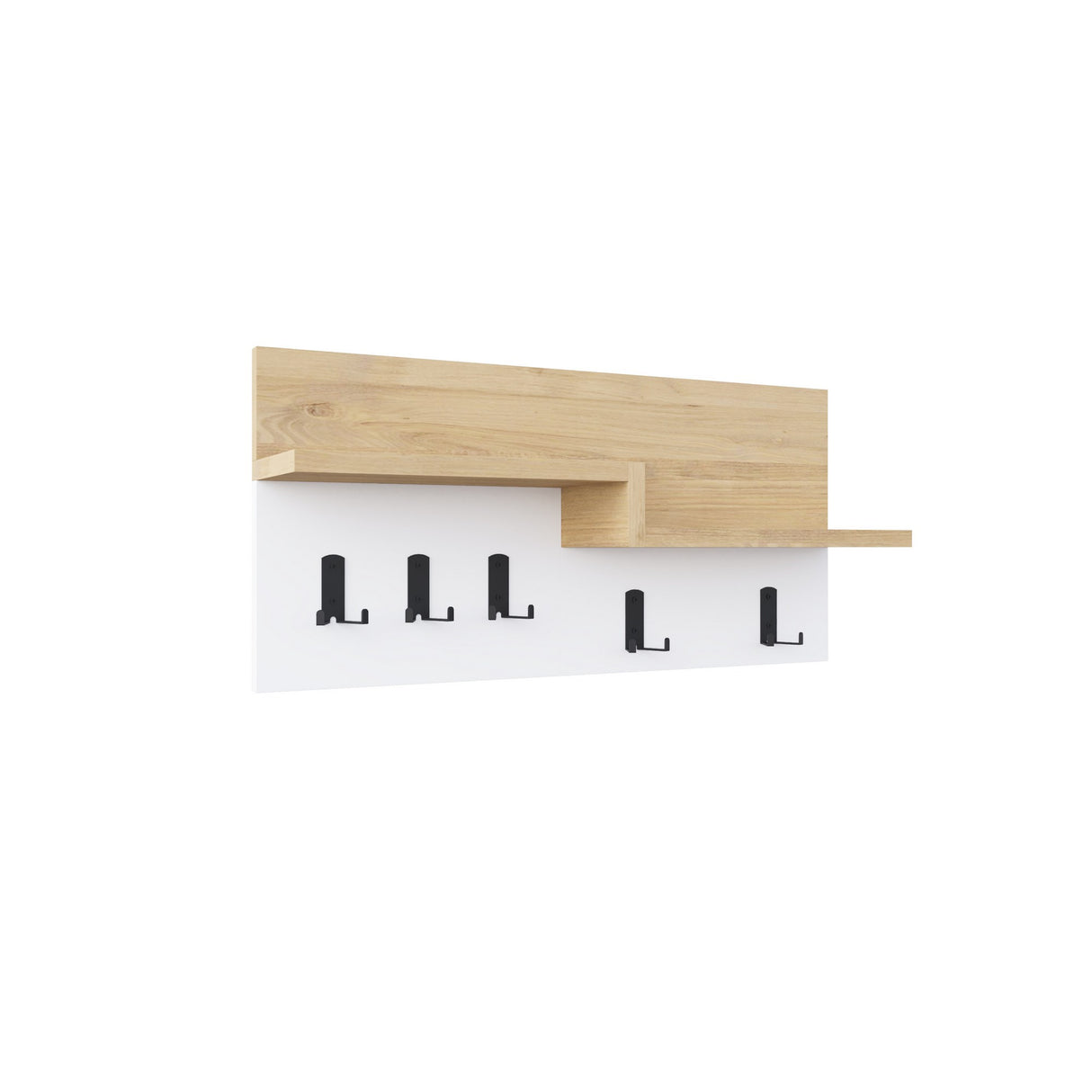 Coat rack 5-Hook White, Oak Melamine - 65 cm 