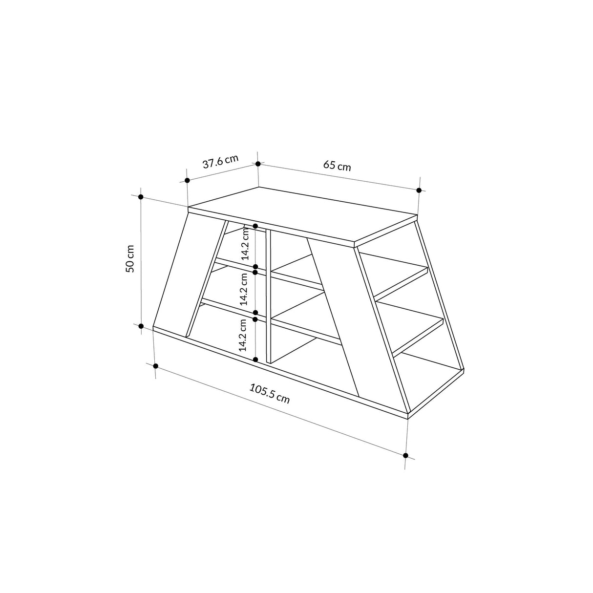 Schoenenkasten - Schoenenkast Pyramid Eik Wit Melamine 105,5x50x37,5 cm - Dimehouse