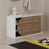 Schoenenkasten - Schoenenkast Nova Shoe Bench Naturel Wit Melamine 104x50x37 cm - Dimehouse