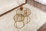Modern Round Coffee Table Set of 2 Uru Gold - Bronze Glass - 60/42 cm 