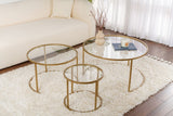 Modern Round Coffee Table Set of 3 Uru Gold - Transparent Glass - 80/60/42 cm 