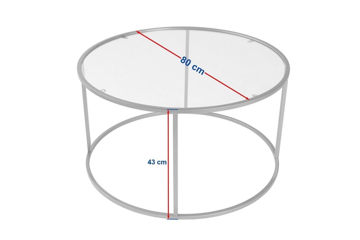 Modern Round Coffee Table Uru Gold - Glass - 80 cm 